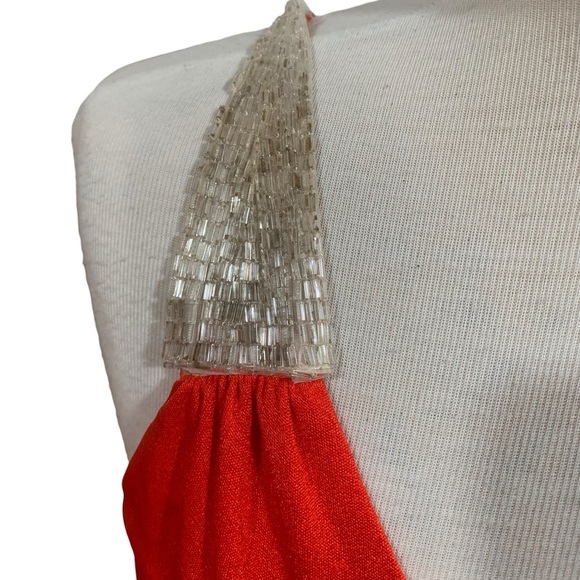Vntg 70’s era orange dress with beaded details and strappy back - Picture 2 of 10